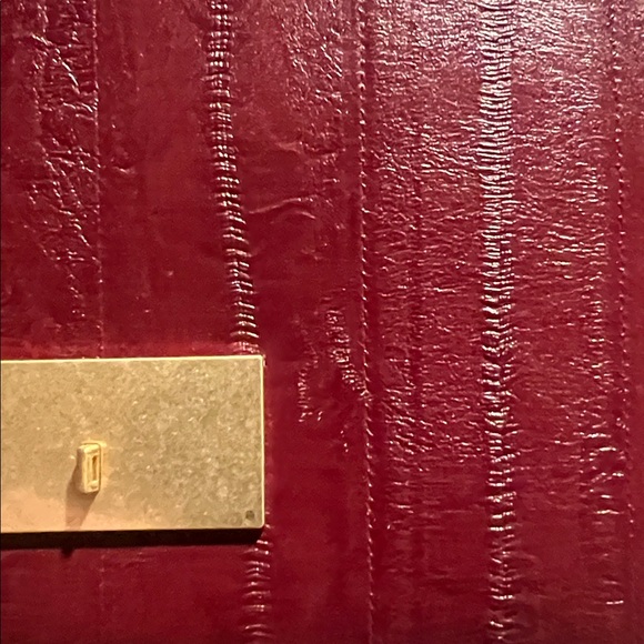 All Saints Burgundy Convertible Crossbody Leather Clutch Purse - Picture 11 of 11